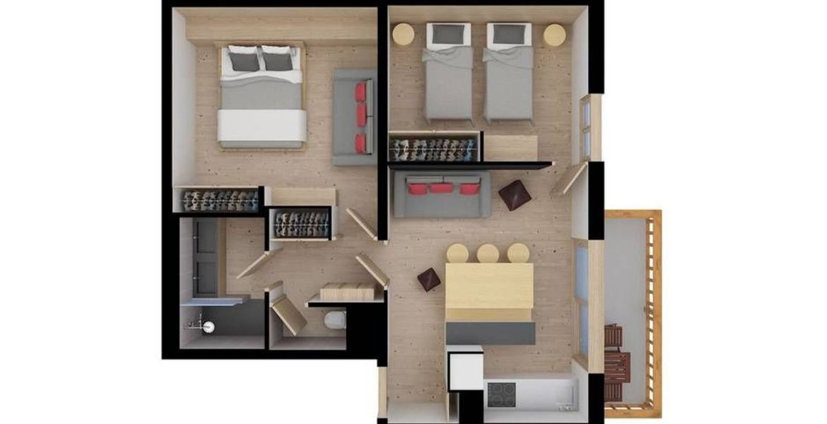 Appartement 2 chambres de 50 m² à louer à Méribel