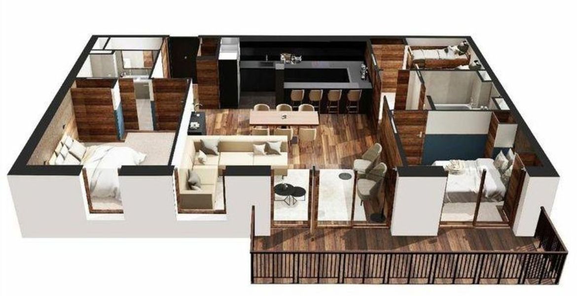 Un apartamento de tres habitaciones en Courchevel 1550 