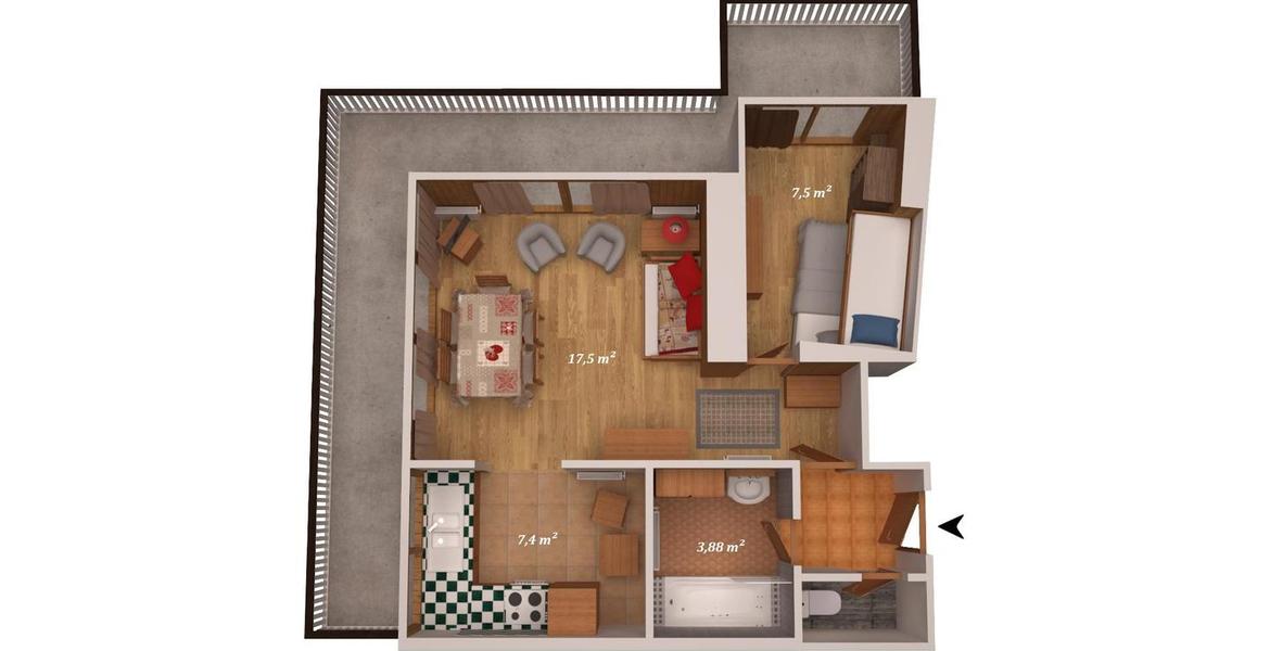 Квартира, в Куршевеле 1650 Морионд -- 44 м², 1 спальня