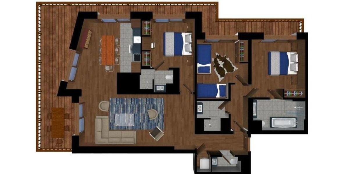 Un appartement spacieux de 3 chambres à louer à Méribel