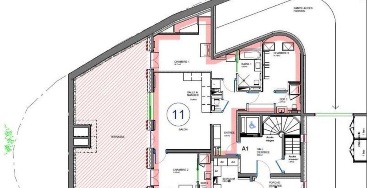 Grâce à sa surface de 110m² et ses trois chambres