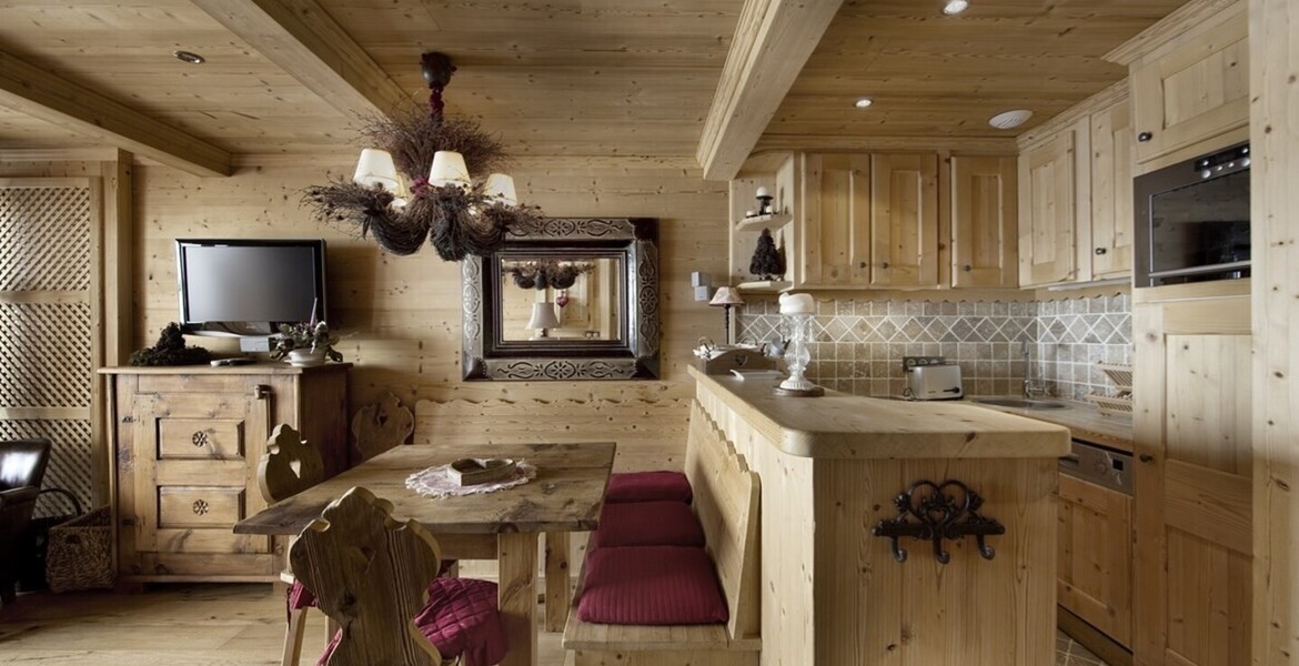 Ambiance chalet dans cet appartement en location 