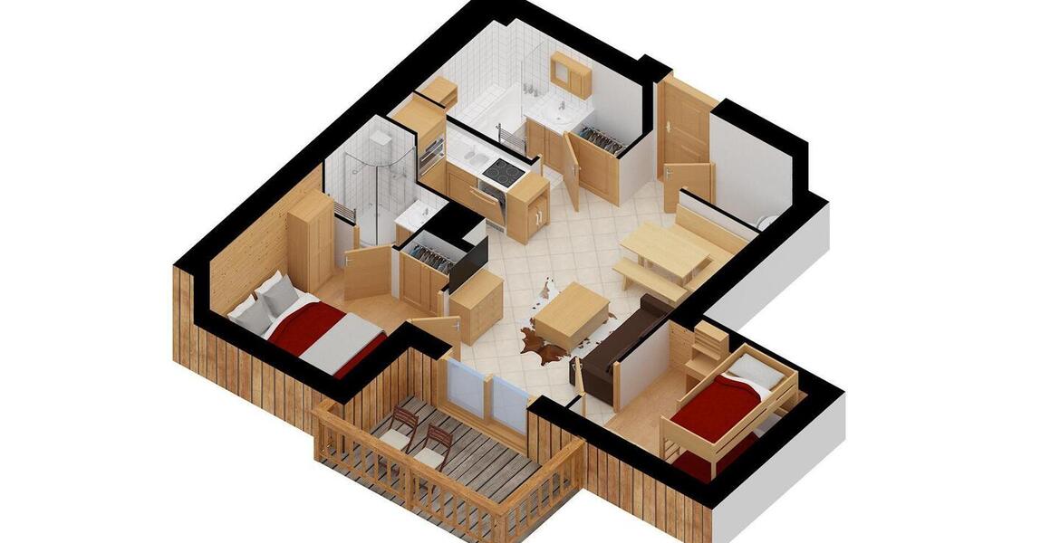 Appartement d'environ 42m² équipé pour 4 personnes 