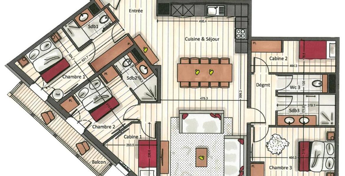 Appartement, situé au 2ème étage à louer offre 135 m²