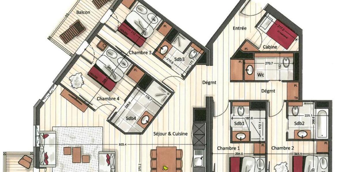Appartement à Courchevel 1650 Moriond avec 136 m² construits