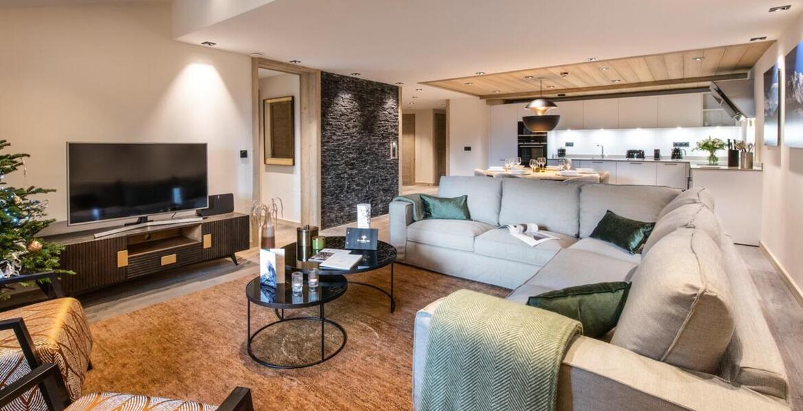 This flat for rental, located in Courchevel 1650 Moriond