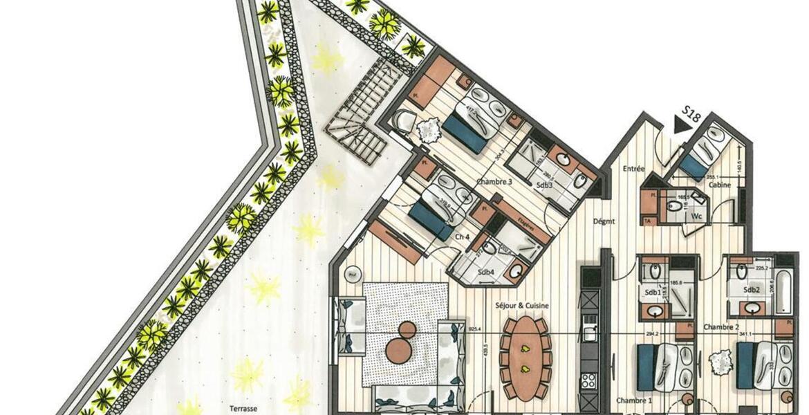 Сдается квартира в Куршевеле 1650 Морионд площадью 145 м²
