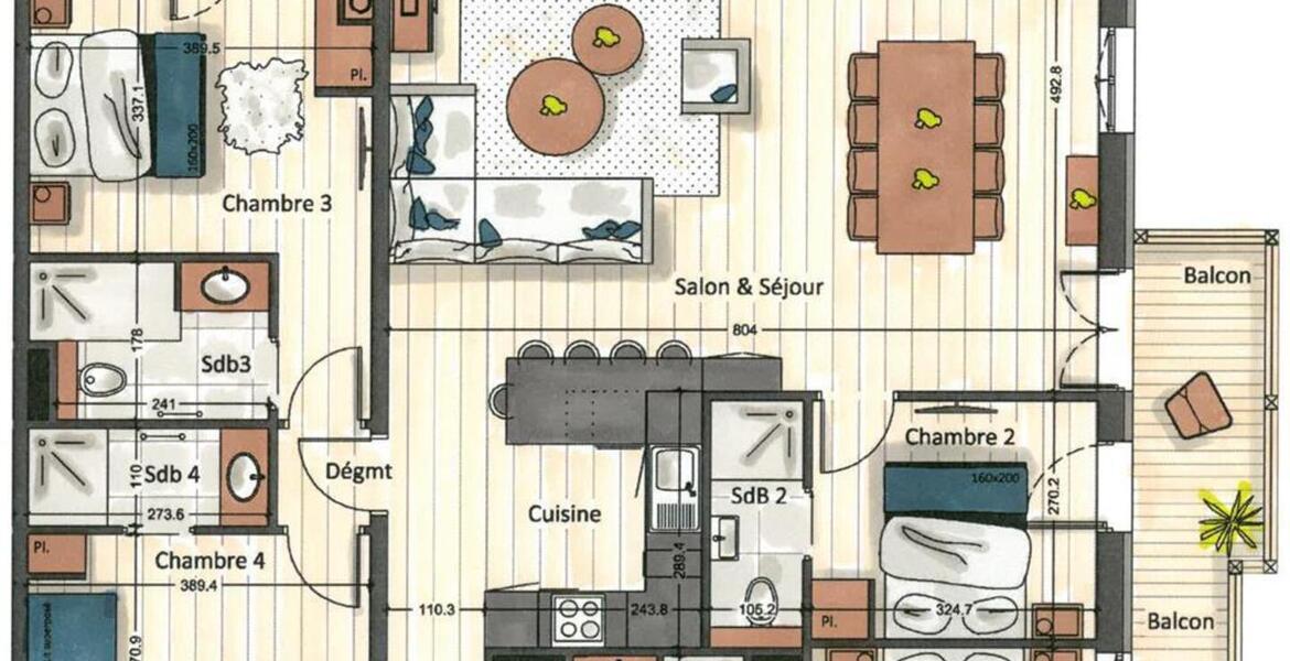 Appartement à louer situé au 5ème étage de 123 m²