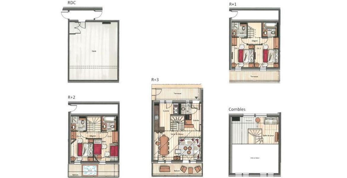 Le chalet situé à l'intérieur d'une résidence, de 173 m²