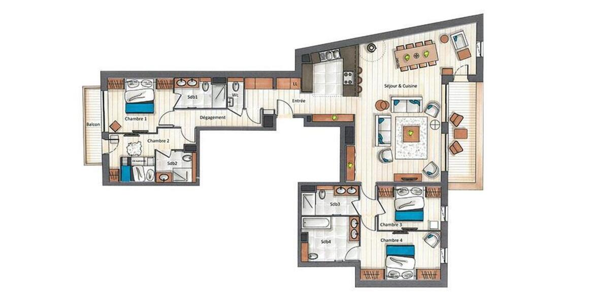 Квартира, в Куршевеле 1650 Морионд - 162м² - на 9 человек