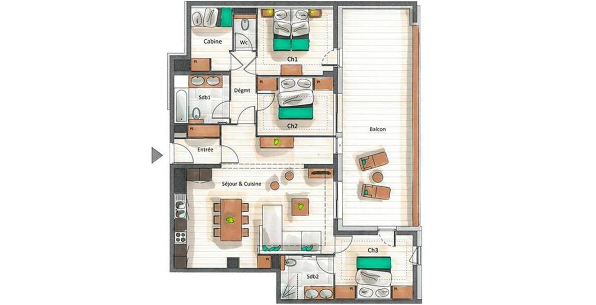 Apartamento en alquiler en Courchevel 1650 Moriond 135 m²