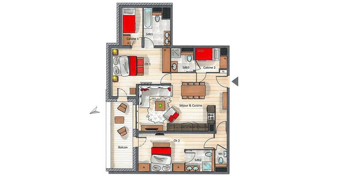 Apartamento en Courchevel 1650 Moriond para 5 personas