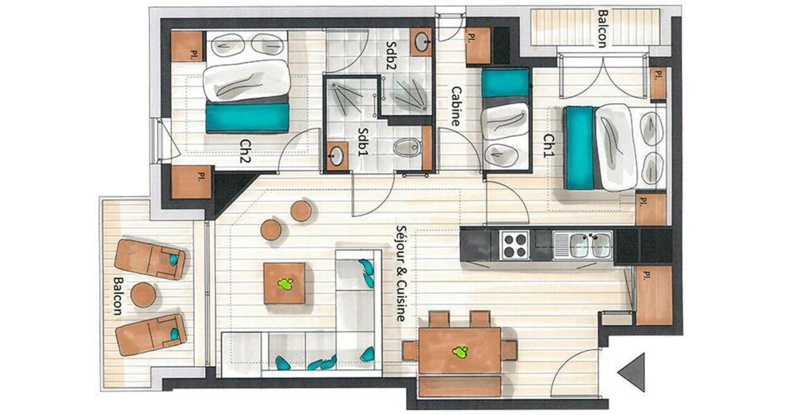 L'appartement, situé à Courchevel 1650 à louer