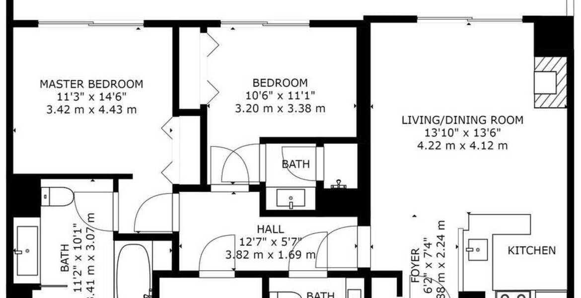 Апартаменты с 2 спальнями в Мерибеле площадью 70 кв.м.