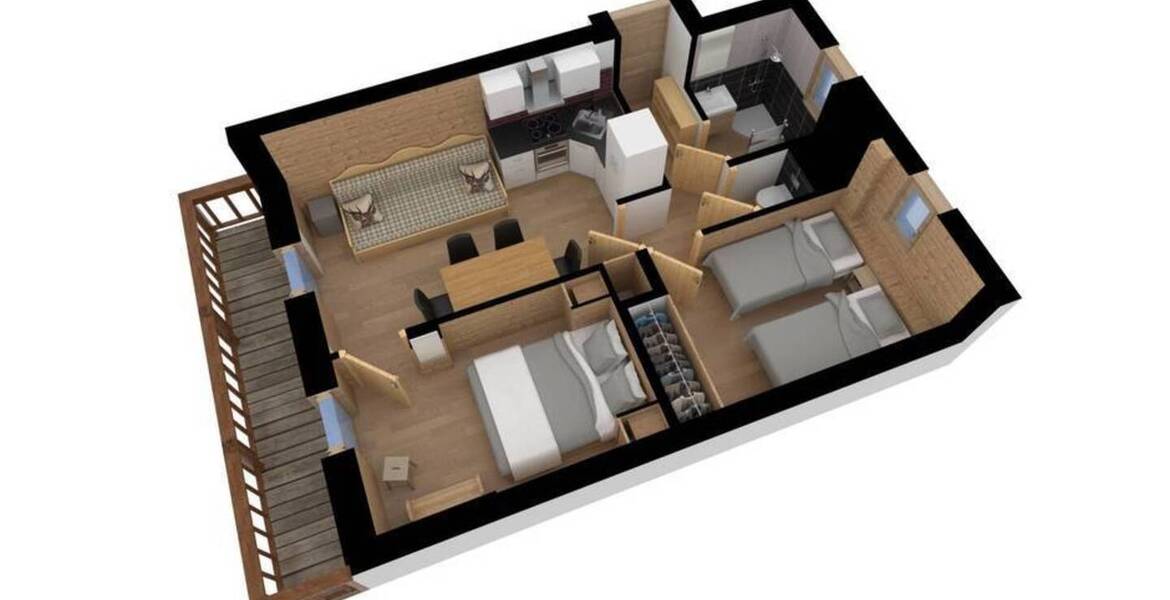 Este es un cómodo apartamento en Val d'Isère 42 metros