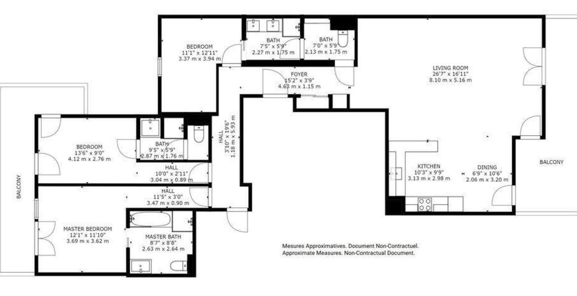 Apartamento en Courchevel 1550 Village con 3 dormitorios