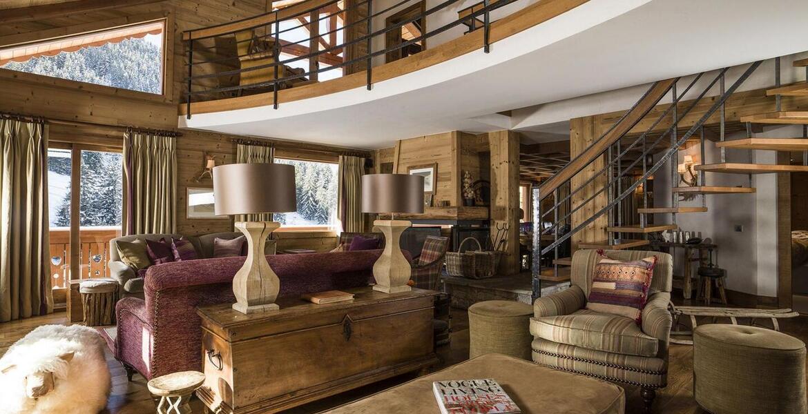 In the heart of Méribel, this ski-in, ski-out chalet