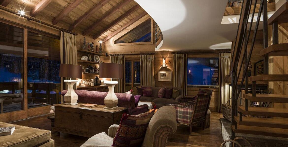 In the heart of Méribel, this ski-in, ski-out chalet