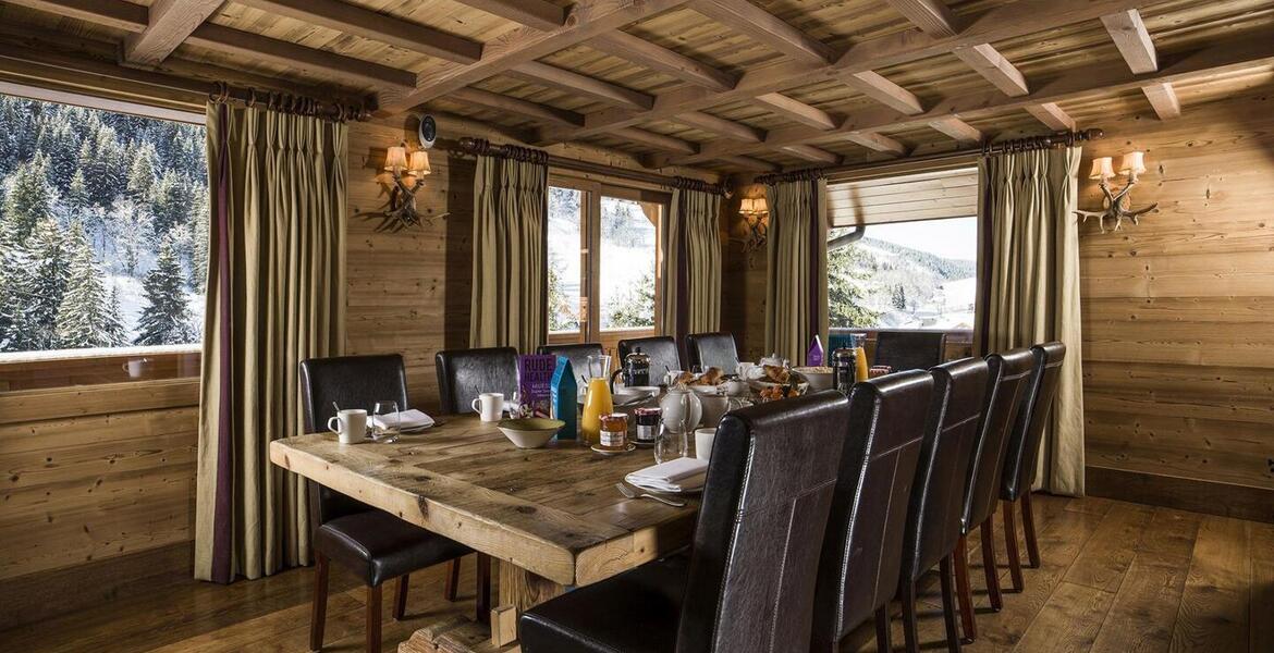 In the heart of Méribel, this ski-in, ski-out chalet