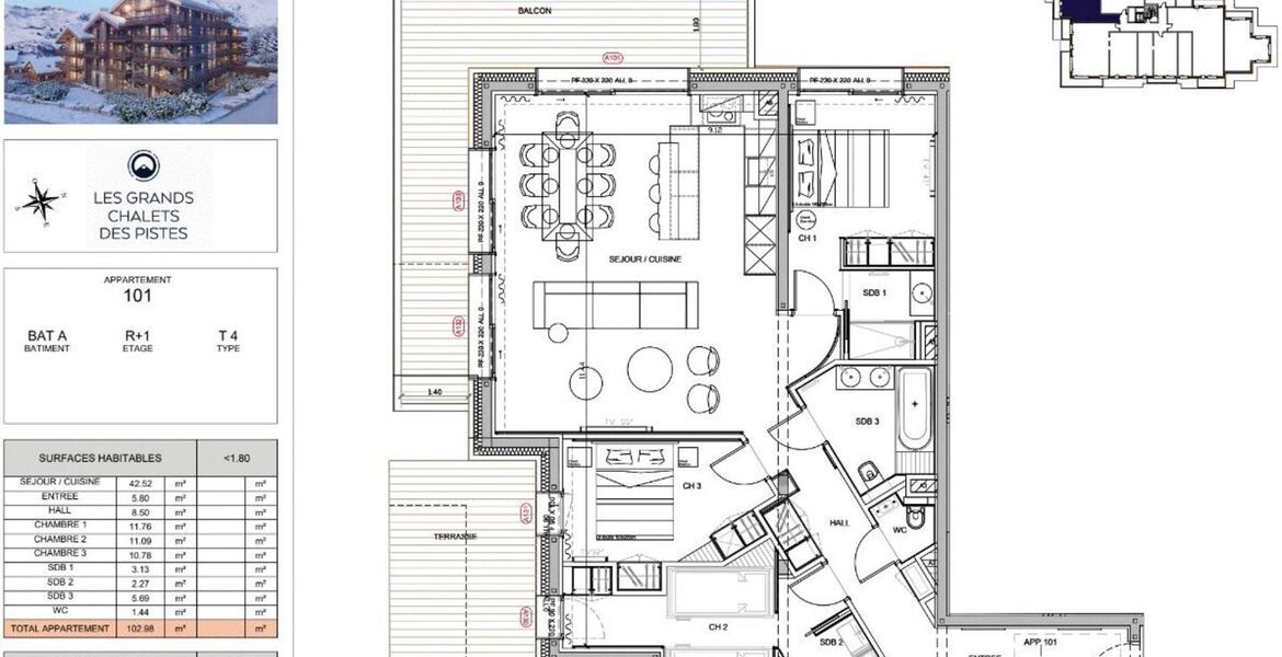 Magnífico piso nuevo de 102 m²  Rond-Point des Pistes area