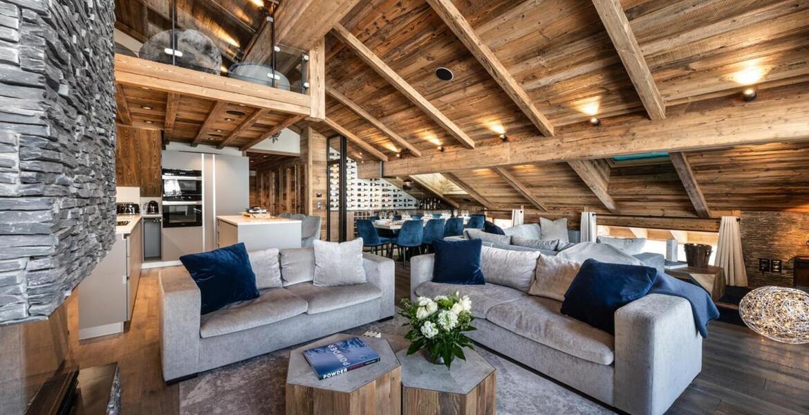 The duplex penthouse in Meribel, on the 1st and 2nd floors