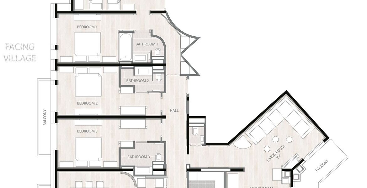 The suite of 130 sqm2 in Courchevel 1850 for rent with 2 bed