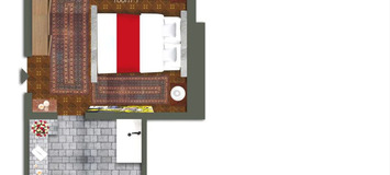 Chambre moderne avec accès direct à la piscine intérieure